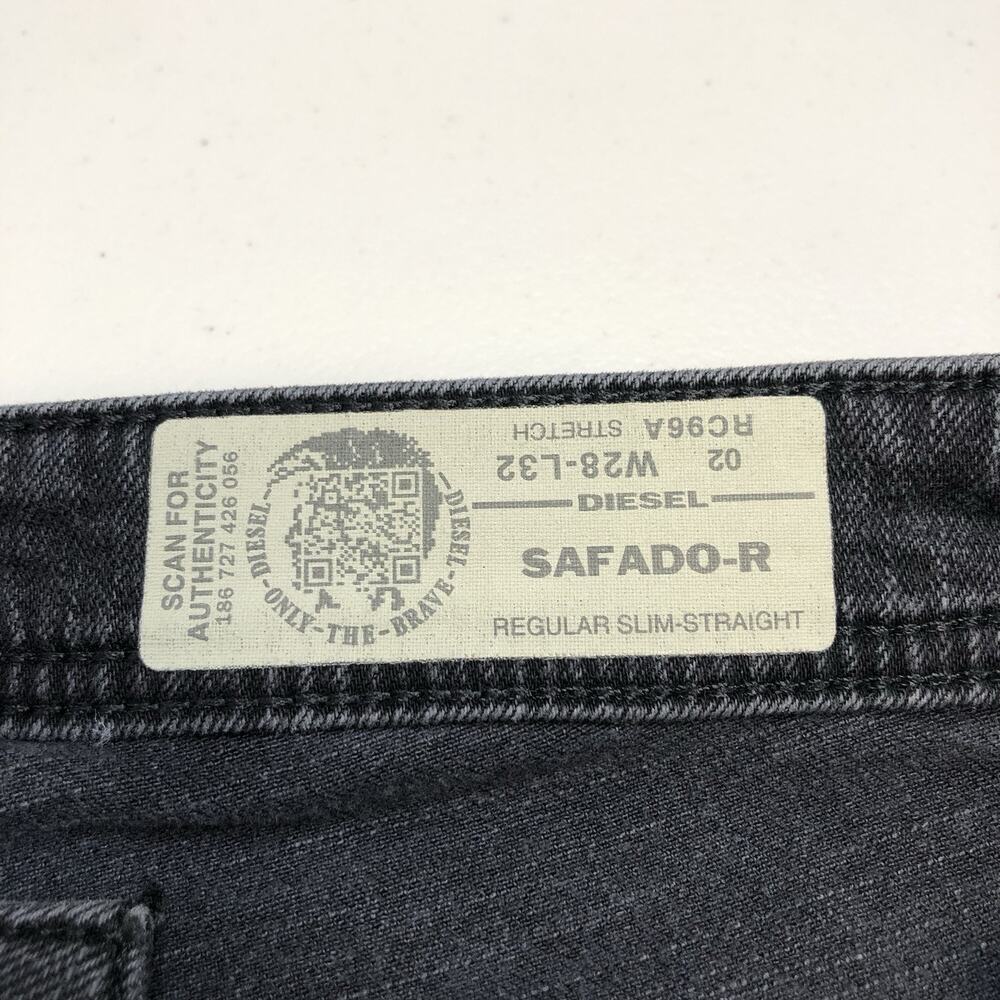 Diesel Safado-R Regular Slim Straight Men’s Jeans 30x25 Button Black Distressed - Picture 13 of 13